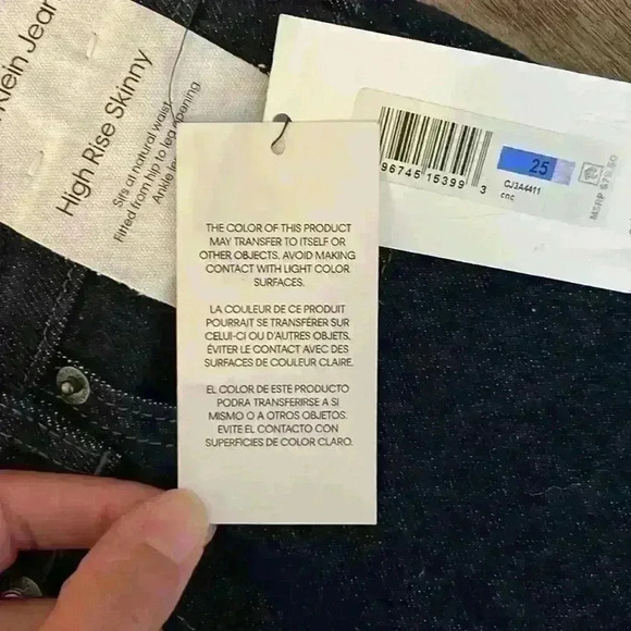 Calvin Klein High Rise Skinny Jeans Button Fly Dark Denim Size 25 - Picture 6 of 8